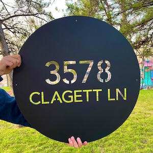 Personalized Address Sign with Street Name - Metal House Number Plaque