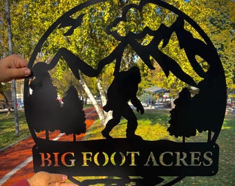 Letrero metálico personalizado para jardín de Bigfoot: Decoración personalizada de Yeti Mountain