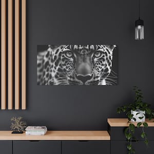 Canvas Artwork Decor, Leopard Print Wall Art, Home Office Decoration, Animal Lover Gift, Wildlife Painting, Large Stretched Canvas Poster