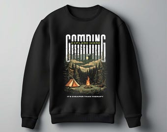 Camping Sweatshirt, Outdoor Adventure Crewneck Jumper, Wilderness Hiking Top, Mountain Cabin Apparel, Nature Lover Gift, Campfire Unisex