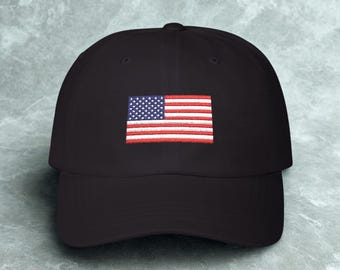 Embroidered USA Flag Dad Cap - Patriotic American Hat