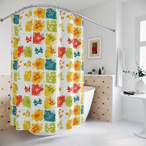 Autumn Leaves Shower Curtain, Fall Bathroom Decor, Colorful Leaf Design Bath Curtain, Nature Inspired Home Decoration, Unique Shower