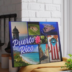 Glass Cutting Board - Puerto Rico Kitchen Cutting Board, Tropical Fruit Chopping Block, Island Themed Cheese Board, Caribbean Home Decor