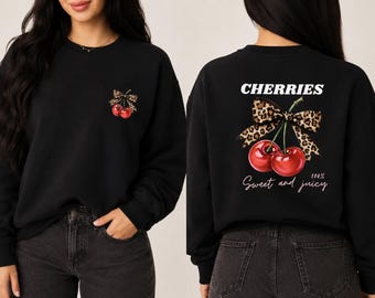 Cherries Sweatshirt: Sweater for women crewneck softstyle pullover