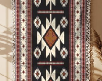 Aztec Navajo Southwest Woven Blanket, Western blanket, Aztec Tapestry Woven Cotton Throw