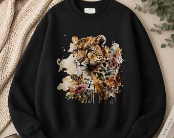 Leopard Sweatshirt, Animal Print Jumper, Cozy Pullover, Neutral Unisex Top, Stylish Crewneck, Winter Fashion