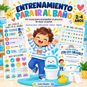 Potty Training Routine for 2-4 Year Olds | Visual Steps to Toilet Training + Weekly Chart | Printable PDF in Spanish