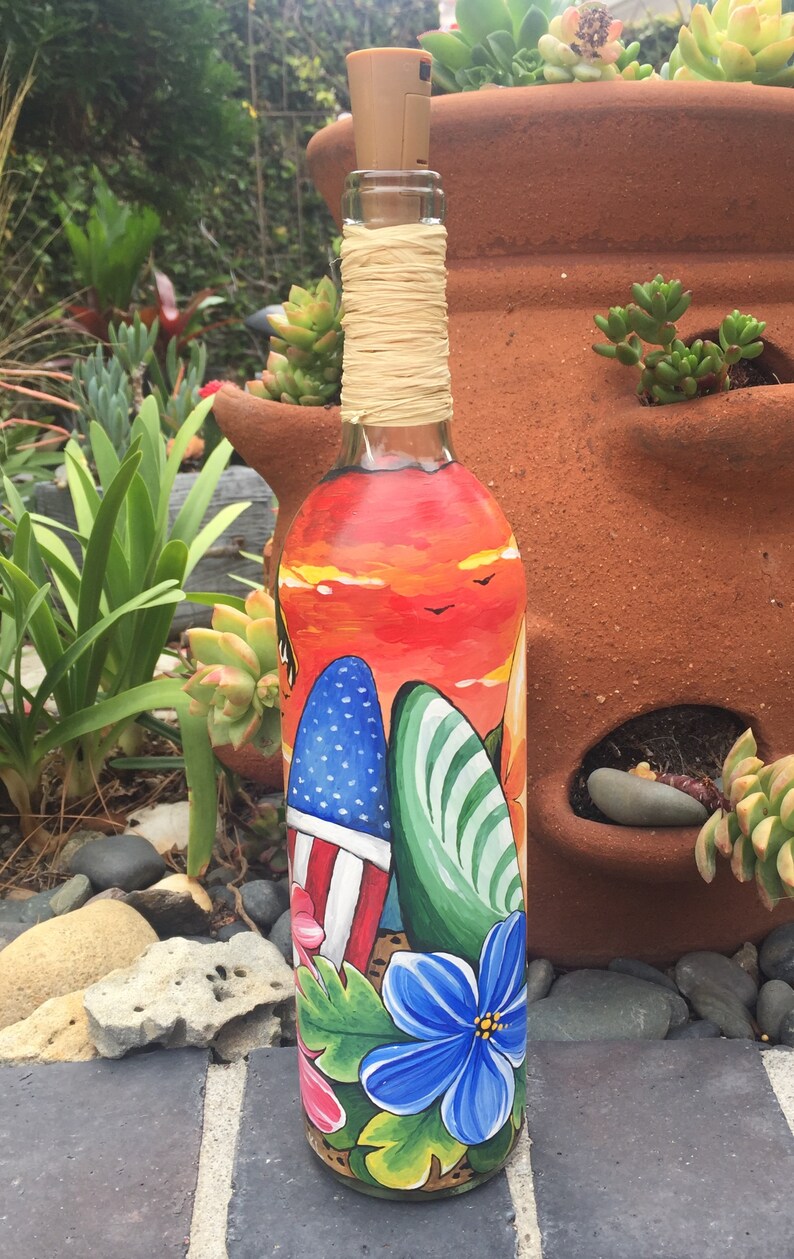 Lighted wine bottle. Kitchen decor. Restaurant decor. Gift for Etsy