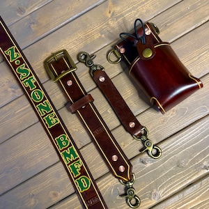 Personalized Firefighter/EMS Leather Radio Strap