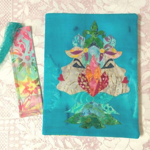 Gemini Twins Batik Book Cover: Raw Edge Applique Fiber Art - Includes Notebook