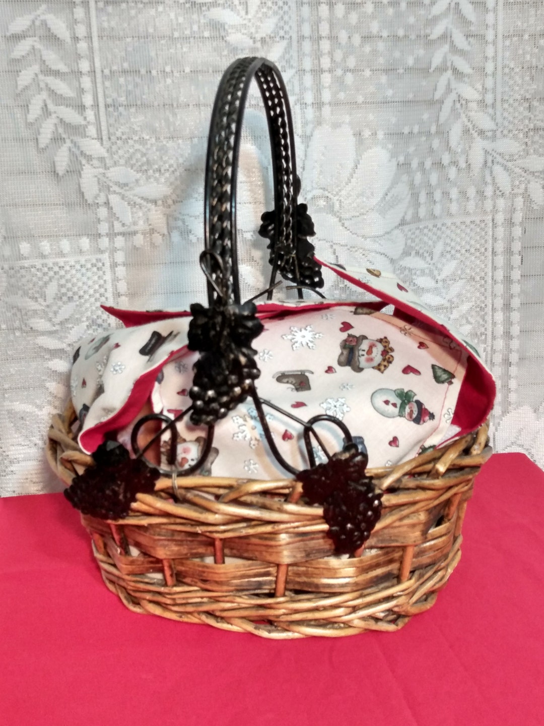 Christmas Bread Basket Liners Cotton Different Patterns Red White Green