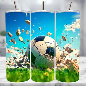 Envoltura para vaso de fútbol 3D, diseño de vaso delgado de 20 oz, vaso PNG de balón de fútbol, regalos para amantes del deporte, descarga digital