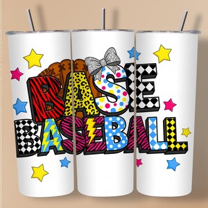 Retro Baseball Mama Tumbler Wrap: 20oz Skinny Tumbler Design (Digital Download)