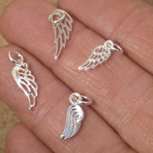 Angel Wing Charm SMALL Angel Wing Pendant Sterling Silver Etsy