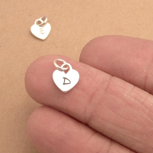 Tiny Initial Heart charm - Personalized heart pendant - Charm for necklace, bracelet, anklet jewelry
