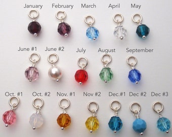 6mm Birthstone crystal charm - Swarovski Birthstone drop - Birthstone dangle - 6mm bead size - Sold separately