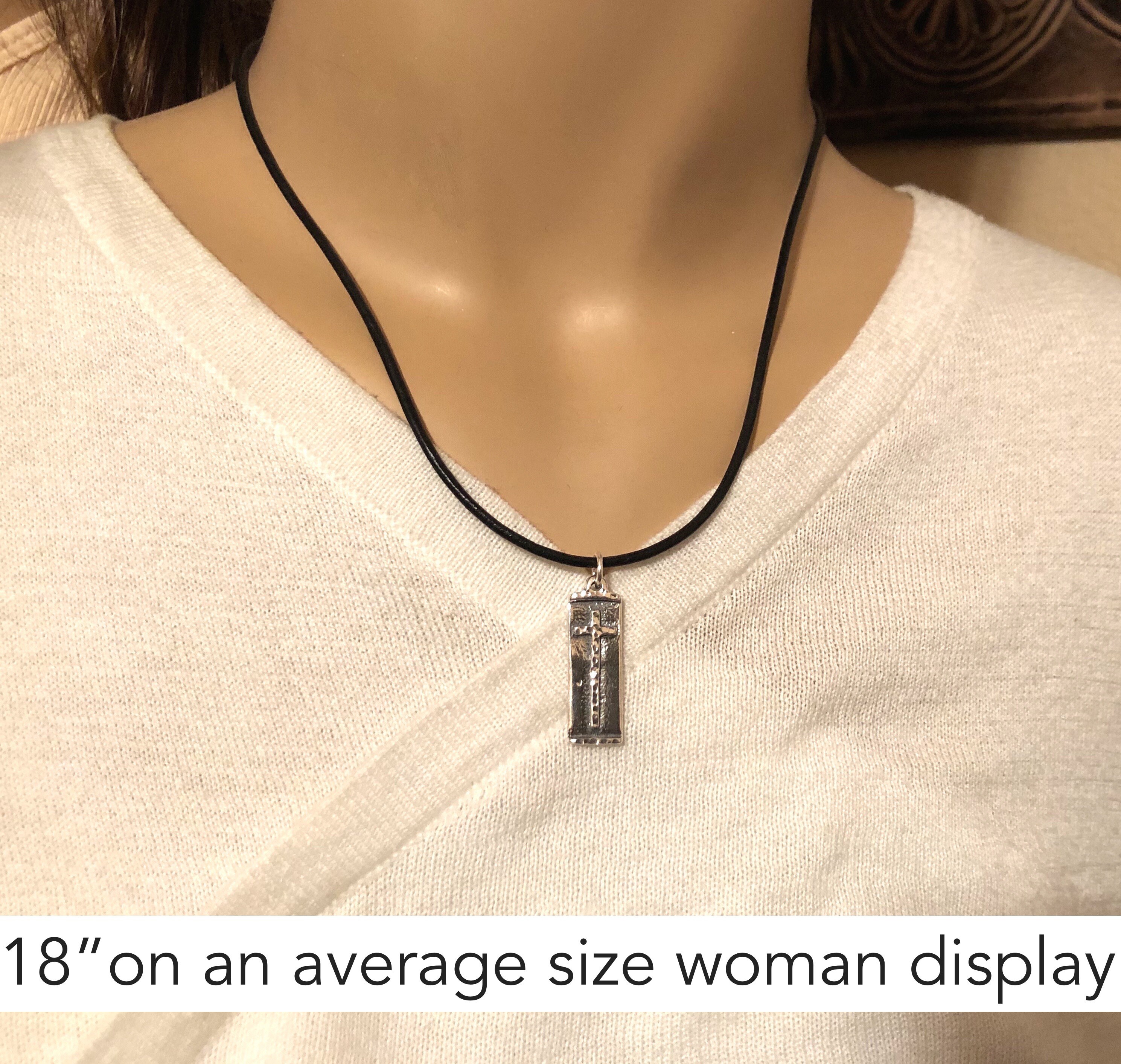 Boys cross necklace Sterling silver cross on leather cord Etsy