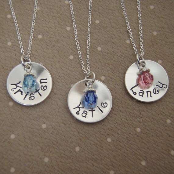 Girl's Name Necklace Personalized Birthstone Necklace Etsy