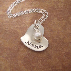 Nana name necklace - Mema, Nonna, Nanny, Mom necklace - Dainty Name pendant - Pearl or Birthstone charm - Custom personalized name