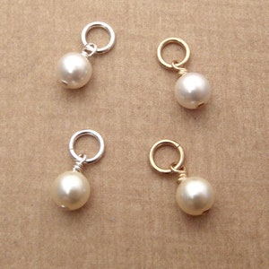 Pearl charm - White or Light Cream Swarovski elements pearl - 5mm Single Swarovski Pearl necklace charm - bracelet charm - June birthstone