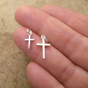 Small sterling silver cross charm - dainty cross pendant - tiny cross charm - Sold Separately - Charm only OR with dainty cable chain option