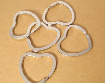 Key ring - Split ring key ring - 1 1/4" wide heart shape - Steel key ring - Set of 5 - Set of 10 - Set of 20