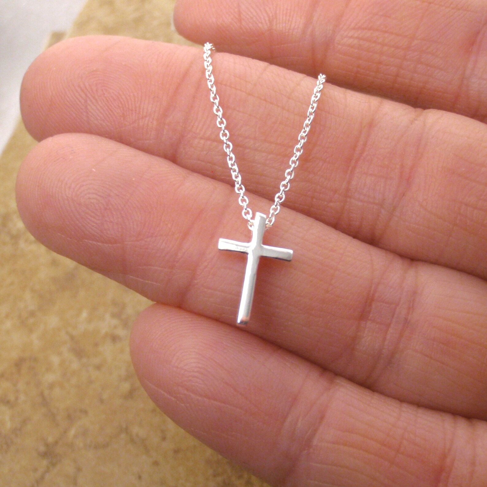 Dainty Small Cross Pendant simple Minimalist Necklace Etsy