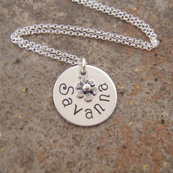 Items similar to Flower girl necklace Personalized Name Pendant