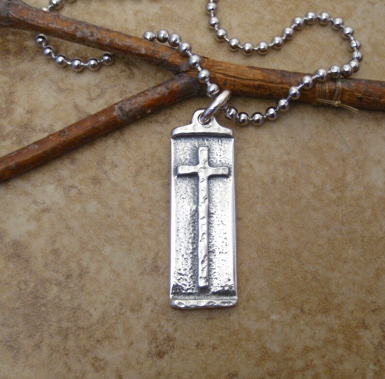 Boys Cross Necklace Sterling Silver Cross on Leather Cord Etsy