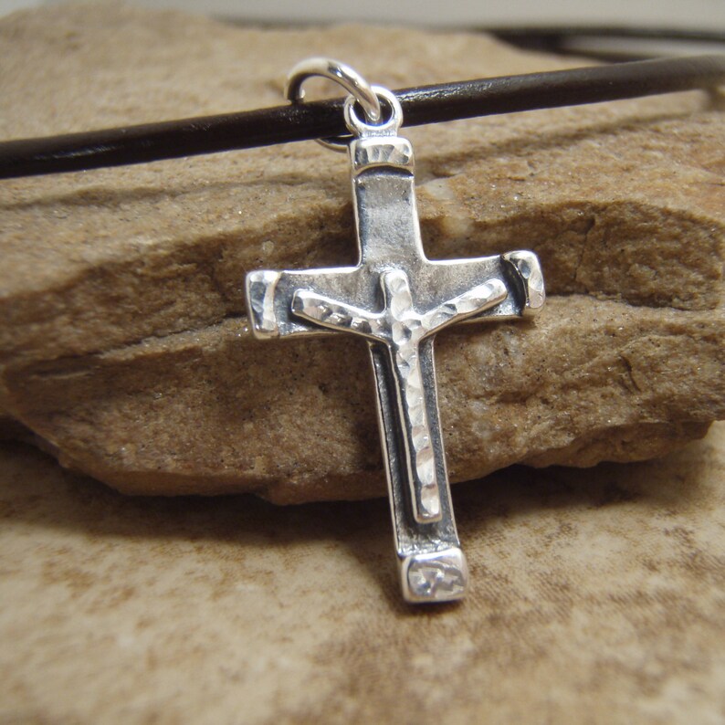 boy cross necklace leather