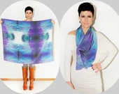 Handmade Large Silk Scarf ''Back Cove"  - Frame it or Wear it - Eco Friendly - Art print by Heidi - 50" x 39"