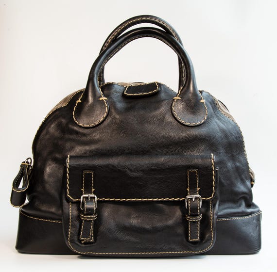 Chloe Edith Top Handle Bag in Black Leather in  Very Good Vintage Condition