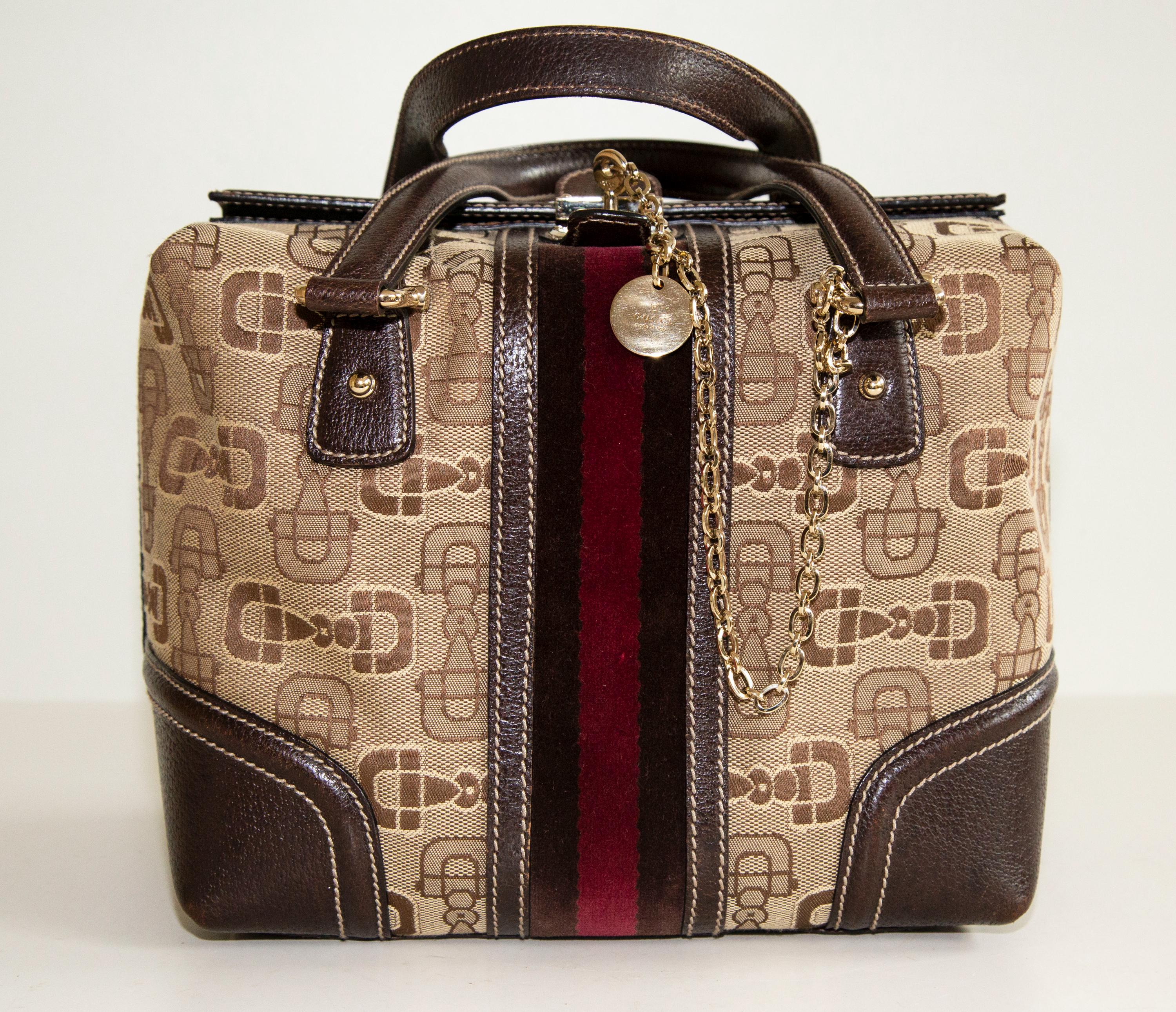 Gucci Horsebit Canvas Treasure Boston Tote Dark Brown in Good Condition 146002 Etsy Canada