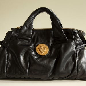 Gucci Hysteria Top Hanlde Tasche aus Schwarzem Glänzenden Leder in Sehr gutem Vintage Zustand