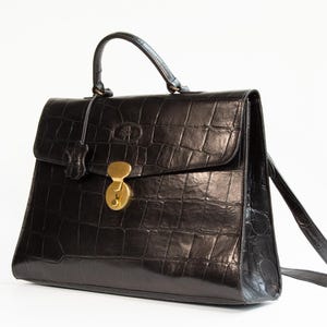 Mulberry Laptop-Dokumententasche aus schwarzem Kongo-Leder in sehr gutem Vintage-Zustand