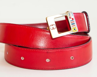 Gucci Belt in Red Leather in Good Vintage Condition