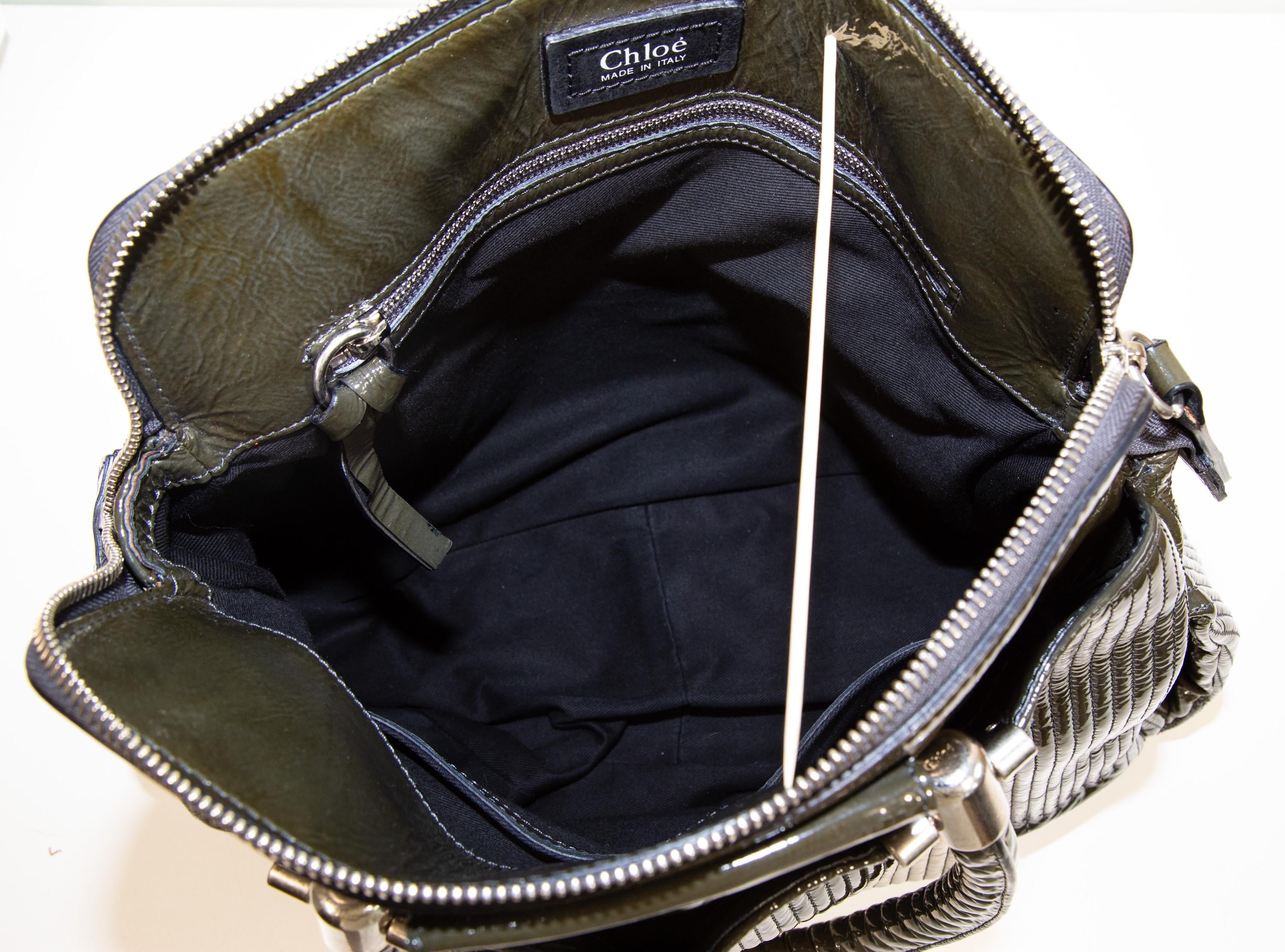Chloe Heloise Green Patent Leather Shoulder Bag in Very Good