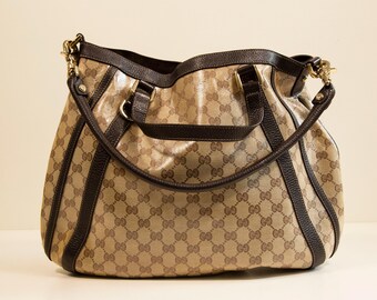 Gucci GG Crystal Canvas Abbey D- Ring Convertible Tote Shoulder