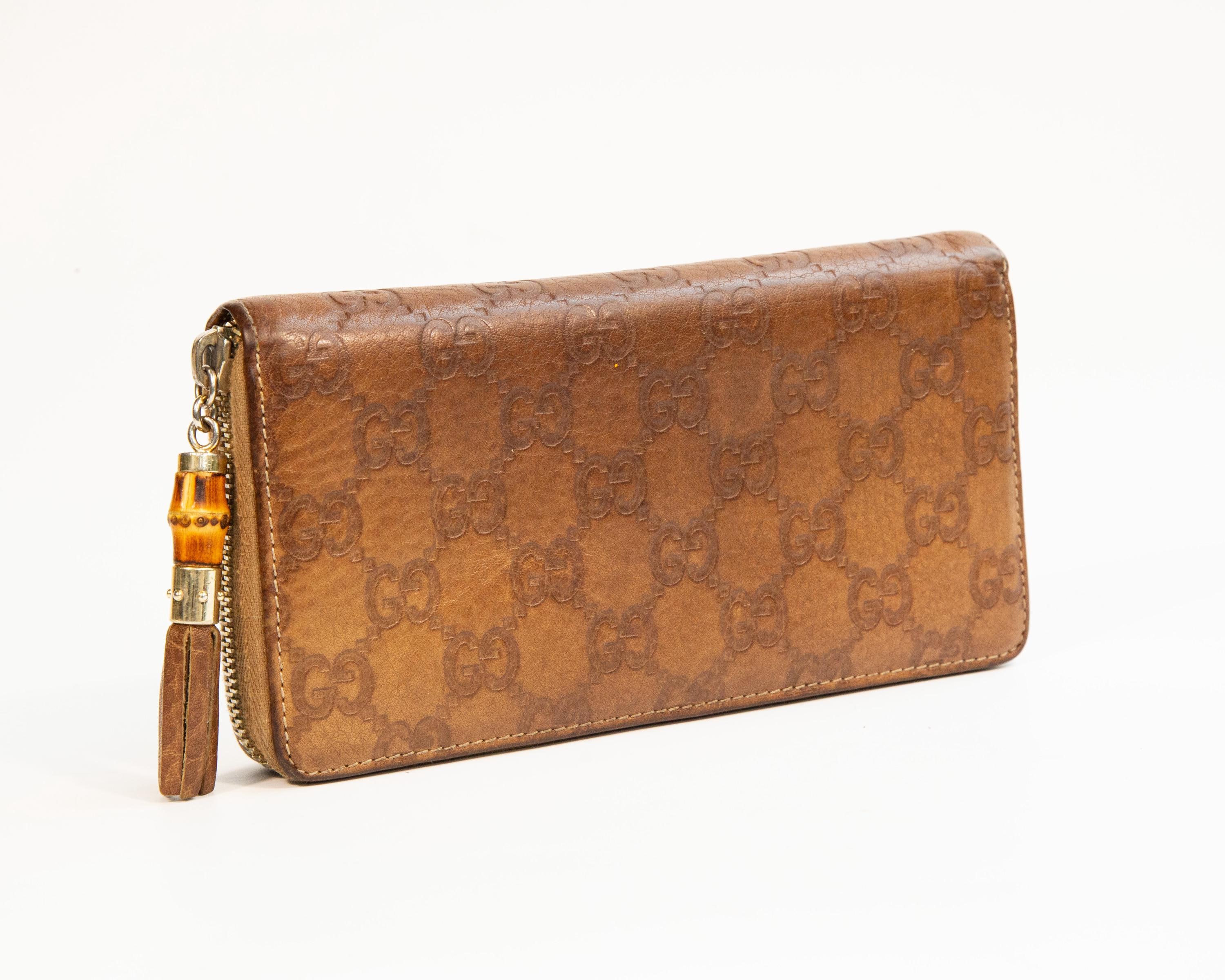 Gucci Zip-around Wallet Continental Size in GG Brown Leather - Etsy
