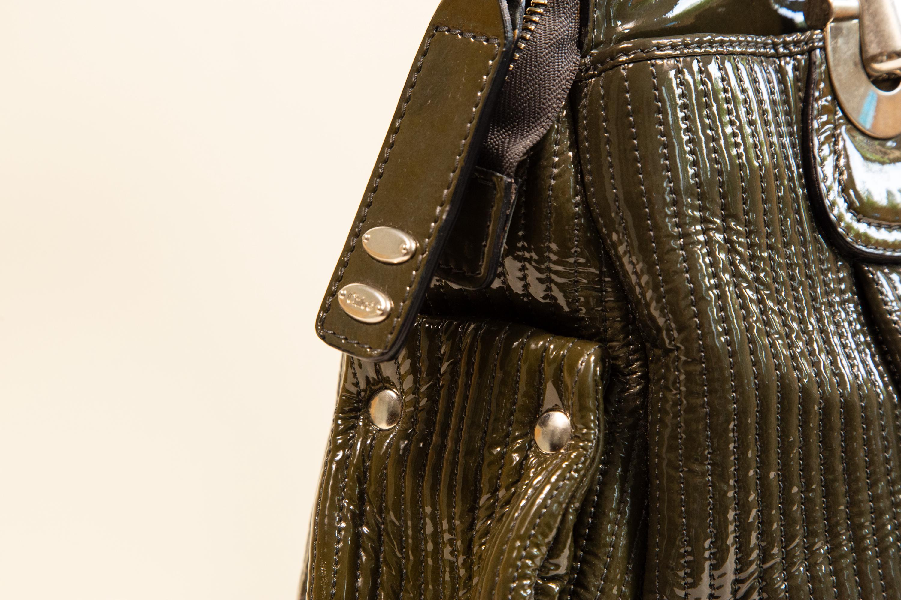Chloe Heloise Green Patent Leather Shoulder Bag in Very Good 