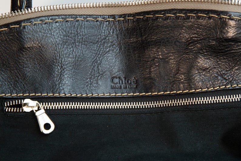 Chloe Edith väska med topphandtag i svart läder i mycket gott vintageskick bild 13