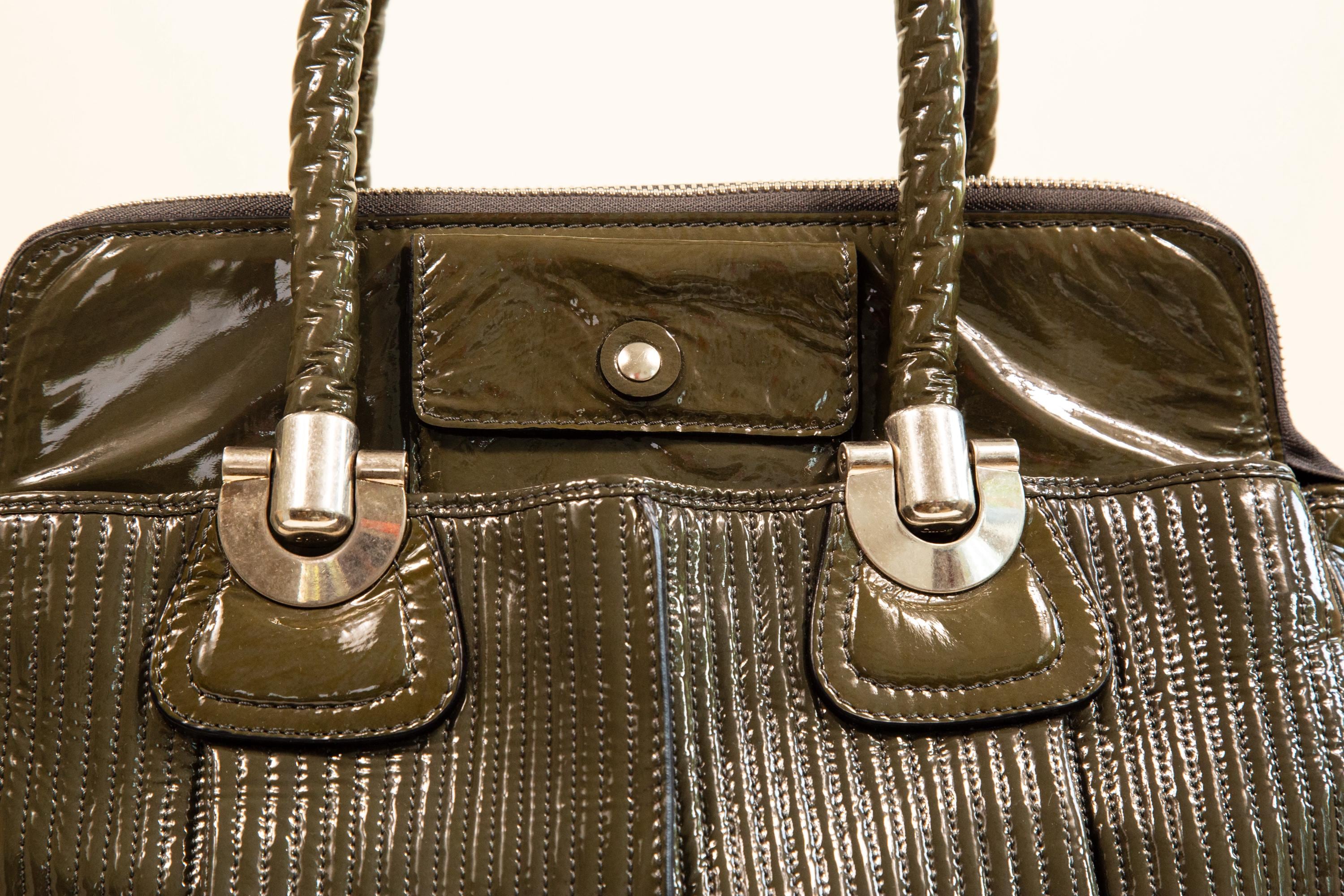 Chloe Heloise Green Patent Leather Shoulder Bag in Very Good