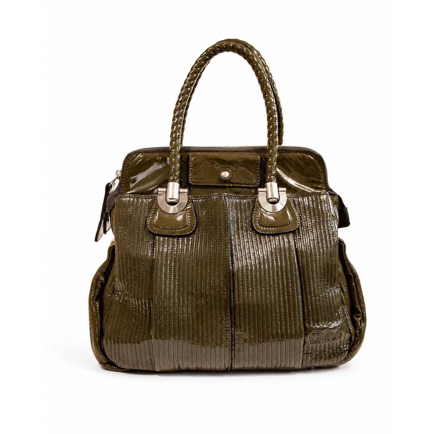 Chloe Heloise Green Patent Leather Shoulder Bag in Very Good