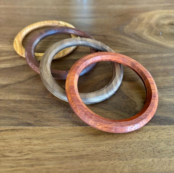 Handcrafted Solid Wood Bangles - Choose from 4 Unique Woods or Get the Full Set