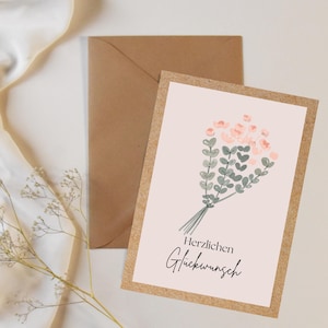 Vouwkaart / verjaardagskaart "Gefeliciteerd" met envelop