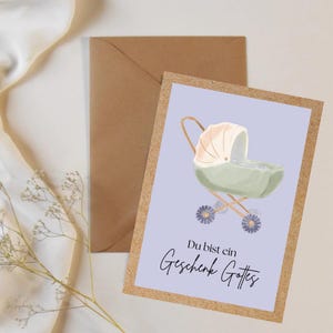 Christliche Klappkarte / Karte zur Geburt / Taufe "Du bist ein Geschenk Gottes" mit Umschlag