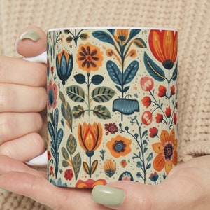 Scandinavian Mug, Cottagecore Teacup, Flower Garden Lover Gift, Scandinavian Gift. image 7