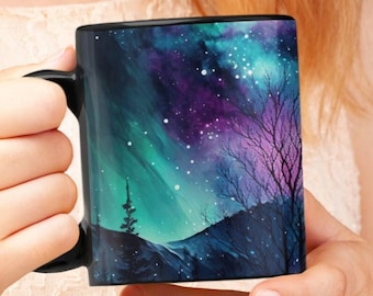 Galaxy Mug, Celestial Mug, Alaska, Northern Lights, Aurora Borealis, Night Sky.