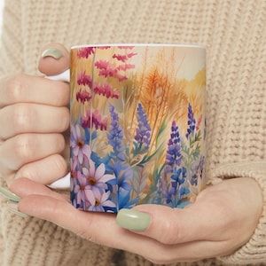 CottageCore teacup, CottageCore Mug, Gifts for Her, Wildflowers, Floral Nature, Botanical.