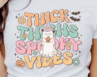 Active Wear, Stay Spooky Shirt, Halloween Shirt, Funny Spooky Vibes, Thick Thighs tee.